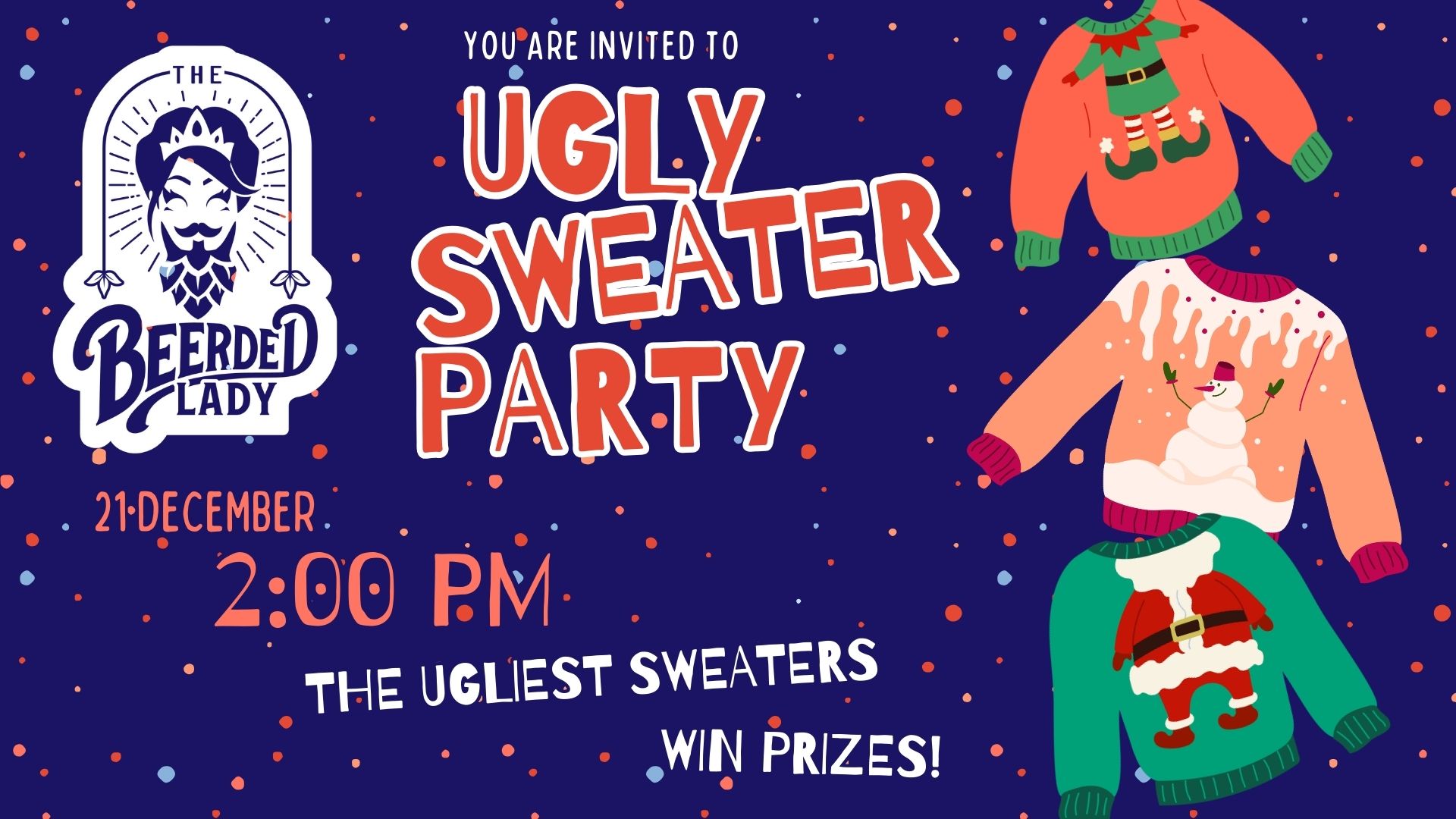 Beerded Lady ugly sweater party